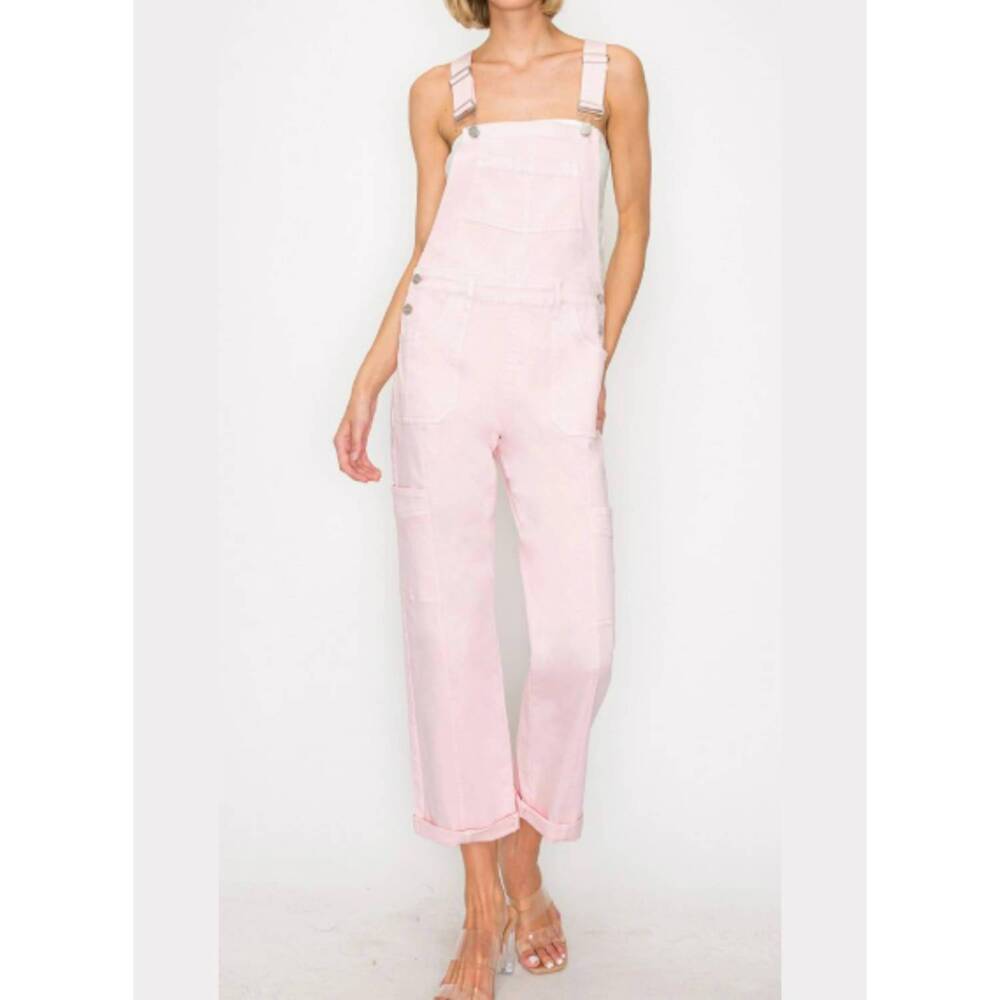 NEW RISEN straight leg utility overalls in pink